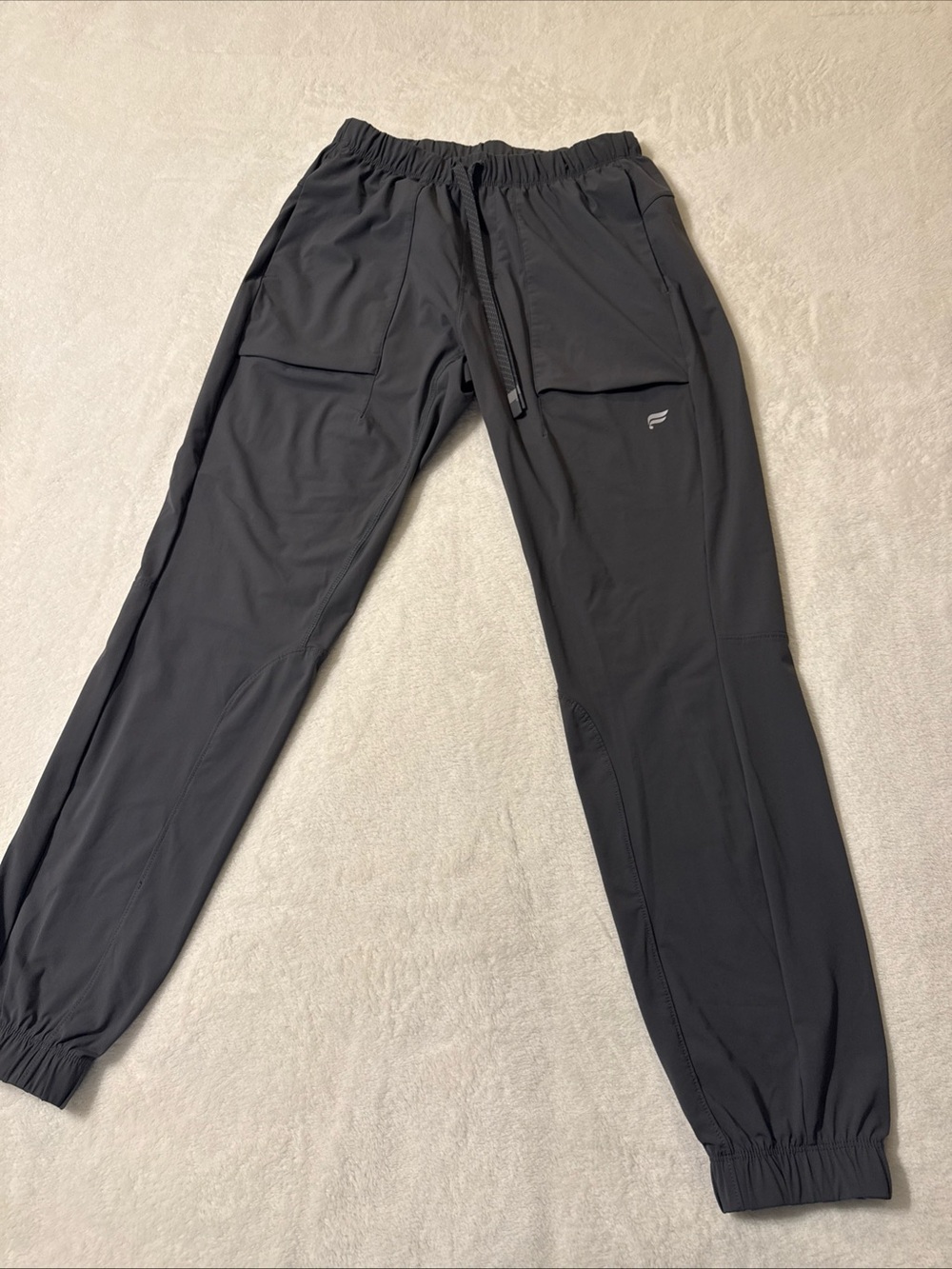 Men’s Charcoal Gray Knit Jogger Pants Size S Drawstring Elastic Waist w/ Pockets